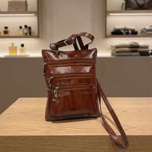 BS INTERNATIONAL Sac à main pliable en cuir de veau véritable 100% naturel, fermeture éclair durable, imperméable, avec deux poignées - Product Image 2