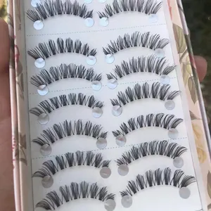 एशियाई प्राकृतिक देखो नकली eyelashes हाथ बंधे स्पष्ट पट्टी प्राकृतिक बरौनी