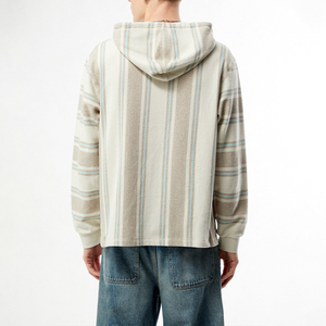 Sweat-shirt à capuche KingSen pour homme, style vintage, rayé, en tissu éponge, coupe ample, respirant, mélange de coton, avec cordon de serrage, pour un usage quotidien décontracté - Product Image 5