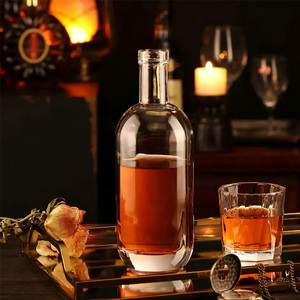 Bouteille <span class=keywords><strong>de</strong></span> spiritueux vide personnalisée <span class=keywords><strong>de</strong></span> luxe en verre clair avec bouchon en liège pour whisky, vodka, rhum, <span class=keywords><strong>gin</strong></span> - Product Image 1