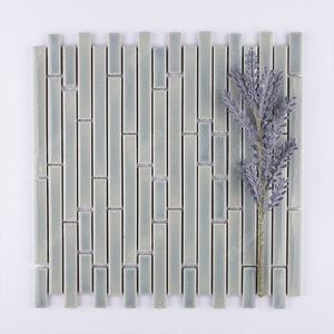 Liquidation vente pas cher prix d'usine bande aléatoire vert menthe brillant craquelé porcelaine émaillée pour cuisine salle de bain décoration murale - Product Image 1