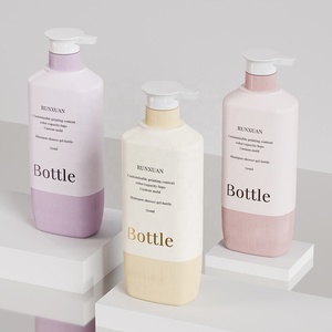 Chai nhựa HDPE mờ Runxuan <span class=keywords><strong>750ml</strong></span> đựng dầu dưỡng da, chai dầu gội 500ml, chai sữa tắm, sữa dưỡng thể có vòi bơm - Product Image 1