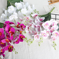 Fleur artificielle avec feuilles, film à 5 branches, orchidée papillon, photographie de mariage, décoration intérieure, toucher réaliste