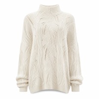 Pull-over surdimensionné pour femme en maille ajourée à col montant, personnalisé OEM, vente en gros, marque privée, faible MOQ, échantillon