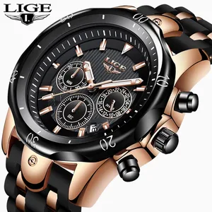 Üst marka LIGE 9972 spor saatler erkek bilek su geçirmez kuvars saatler adam saat rahat sıcak kol saati Relogio Masculino