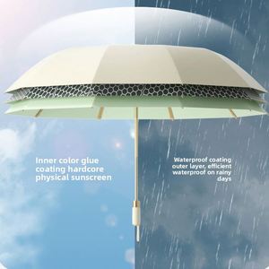 Small UV Protection Automatic Sunscreen Umbrella for Men Women 10-Bone Color <b>Glue</b> Classic Fresh Printed Logo Travel Friendly - Product Image 5