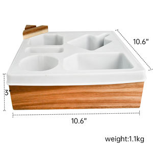 Caja de bambú de madera de acacia Premium Youlike, bandeja de Gel de sílice plegable de un solo nivel, multiusos para portavasos de sofá - Product Image 4