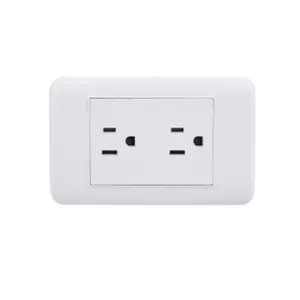 Wholesale Standard White Synthetic Plastics Double 3 Pin Wall Power Switch Socket