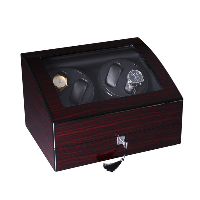 High Quality Portable Custom Watch Winder Automatic 4 Slots Wooden Watch Winder Electronic Watch Display