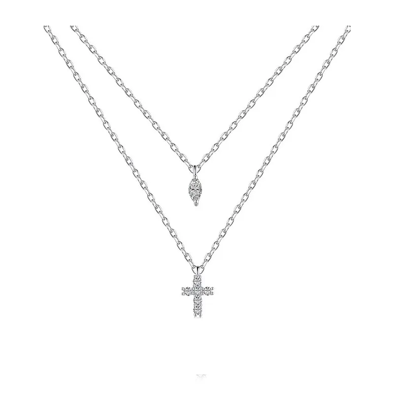 ANENJERY moda venta al por mayor colgantes Color plata dropshipping joyería para hombres/mujeres Cruz oro Jesús Cruz colgante collar