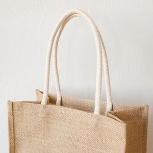 กระเป๋าปอกระเจาสไตล์เรโทร, กระเป๋าโท้ทปอกระเจาหนา, กระเป๋าเก็บของเรียบง่ายความจุขนาดใหญ่, หนาขึ้น, กันน้ำและพกพาสะดวกสำหรับการเดินทางและออกนอกบ้าน - Product Image 3