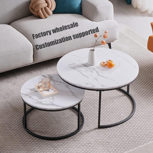 Bộ Bàn Cà Phê Đá Cẩm Thạch Sang Trọng Kiểu Bắc Âu Bàn Cà Phê Hiện Đại Bàn Cạnh Tròn Bằng Gỗ Với Chân Kim Loại Màu Vàng Đồ Nội Thất Phòng Khách - Product Image 6