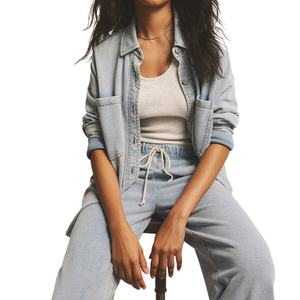 Camisas de Manga Larga para Mujer, Personalizadas, Extra Grandes, Color Azul Claro, Estilo Casual, Lavadas, Cómodas y Transpirables, para Otoño - Product Image 5