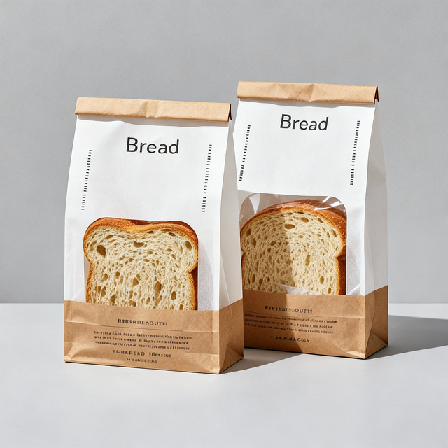 Eco-Friendly Biodegradable Classic Moisture Proof Donut Bakery Bread Kraft Paper Bag Gravure Printed Food Packaging Ribbon