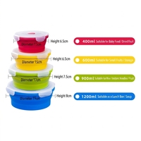Bol en silicone rond de 400/600/900/1200 ml, contenants de stockage alimentaire, boîte à lunch en silicone pliable avec 4 tailles différentes