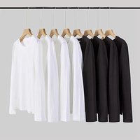 Hauts décontractés à manches longues en coton épais pour femmes et hommes, couleur unie/à imprimé, coupe ample, col rond, vente en gros