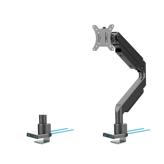 Monitor Desktop Stand with USB, Single Monitor Stand Arm, Full Motion Gas Spring Monitor Stand