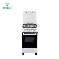 Cuisinière à gaz autonome 4 brûleurs avec four, taille 50x50cm, support en fonte, four à gaz avec ventilateur de convection, brûleurs en aluminium, appareil de cuisine