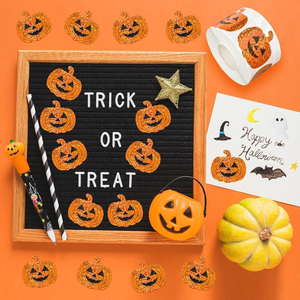 Pegatinas de <span class=keywords><strong>Calabaza</strong></span> con Purpurina Holográfica Personalizadas, Resistentes al Agua y a Desgarros, de PET Ecológico, Adhesivas para Decoración de Halloween - Product Image 5