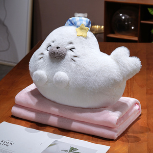 Zachte zeedierzeehond baby slaapgoed welterusten zacht pluizig stof knuffeldier 3-in-1 pluche kussen voor huisdecoratie - Product Image 5