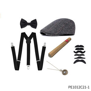 Aksesori pria 1920s Gatsby kostum Set pria, baret pesta <span class=keywords><strong>Prom</strong></span>, baret Gangster, Set kostum Ecowalson - Product Image 5
