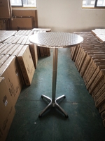 Table de bar pliante réglable en hauteur, légère, ronde, en aluminium, pour patio, extérieur, jardin, portable et durable