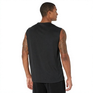 Men Sleeveless <b>Tank</b> <b>Top</b> <b>Black</b> O-Neck Knitted Casual Muscle Shirt Solid Color Workout Vest 100% Cotton Comfortable - Product Image 1