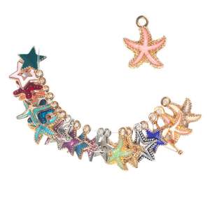 J - Colgante de Estrella de Mar Colorida con Circonitas y Baño de Oro para Niños, Estilo Clásico, Superventas, Accesorios de Joyería DIY con Esmalte, Pequeño Colgante - Product Image 5