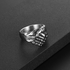 Handshake <b>Ring</b> Men's <b>Titanium</b> Steel Retro Style Gift Jewelry SA1127 - Product Image 3