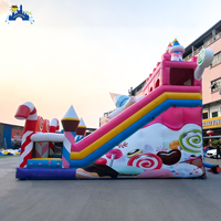 Toboggan gonflable LilyToys pour fête, toboggan gonflable attrayant aux couleurs bonbon, grand toboggan gonflable coloré