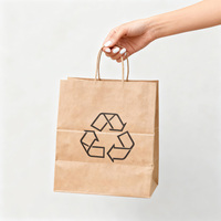 Sacs cadeaux en papier kraft brun imperméables avec poignées en corde de coton, impression sérigraphique, recyclables, fond carré, capacité 1 kg