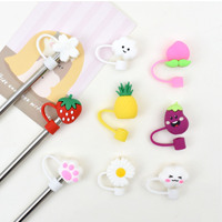 Couvre-paille en PVC mignon avec logo de dessin animé, couvre-paille en caoutchouc souple pour boissons, promotion, couvre-paille de bar à café de dessin animé
