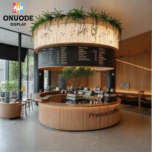 Diseño Creativo de Mostrador de Café con Iluminación LED, Ideas Únicas para Kioscos de Café en Centros Comerciales, Muebles Personalizados para Mostrador de Cafetería, Diseño Integral - Product Image 1