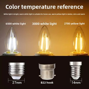 Bombilla LED de Estilo Edison, Retro-Vintage, de Diseño, con Base de Rosca E27/E14, Filamento Transparente, para Paisajismo, con Soporte para Regulador de Intensidad - Product Image 3