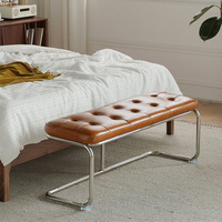 Banc d'entrée moderne avec base en métal Banc rembourré confortable pour chambre à coucher Salle à manger