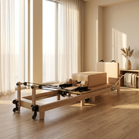 Machine d'exercice Pilates Reformer pliable et réglable en chêne de qualité supérieure, durable et écologique, pour la maison et le studio