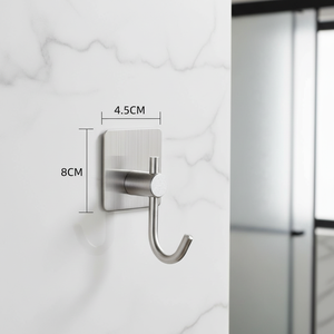 Stainless Steel Self-Adhesive Wall Hooks Minimalist Design Waterproof Nail-Free <b>Bathroom</b> Kitchen <b>Towel</b> Robe Hook Single Hook - Product Image 2