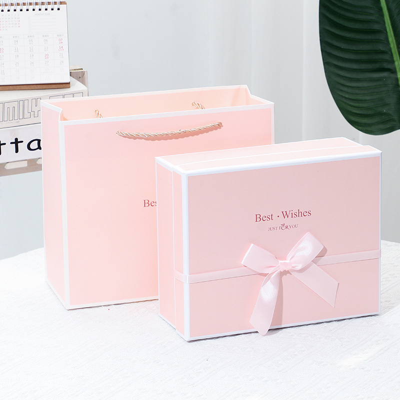 Boîte cadeau rose avec nœud * 25*20*10