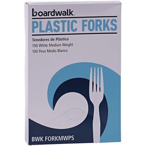 Tenedor de Poliestireno de Peso Medio Boardwalk BWK, 1000 Unidades por Caja, Cubiertos Desechables en Color Blanco - Product Image 5
