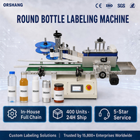 Machine d'étiquetage verticale de bureau entièrement automatique Orshang pour bouteilles rondes, étiquette unique, boissons, condiments, produits pour animaux de compagnie