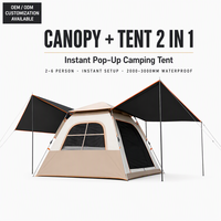 Tente de camping automatique 2-en-1 avec auvent, double couche, tissu Oxford 210D, imperméable PU2000mm, pour 2 à 6 personnes, idéale pour les voyages en famille en extérieur