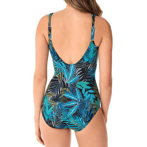 Offre Spéciale maillot de bain une pièce pour femmes de grande taille Bikini grande taille avec motif de feuille élégant imprimé taille en gros - Product Image 5