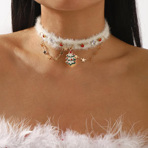 Otoño e Invierno nuevos accesorios elegantes de moda collar de árbol de Navidad collar de felpa - Product Image 2