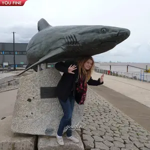 Customize Large Marine Animals Tourist Attractions Bronze Shark Statue Sculpture