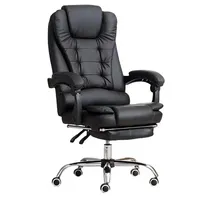 Billige Armlehne mit hoher Rückenlehne Luxus drehbar Chef schwarz pu Leder Computers tühle Executive ergonomischen Bürostuhl mit Fuß stütze