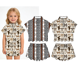 Précommande MOQ 5 Ensembles 2 Pièces Été pour Filles et Tout-Petits, avec Nœuds et Bordure Festonnée, Confortables, Style Boutique Mignon, Prix Usine en Gros - Product Image 1
