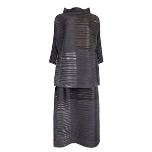 Set da donna in due pezzi plissettato di alta qualità con colori Laser abbinati alla moda francese design originale da donna - Product Image 2