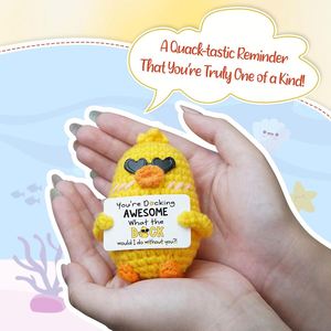 Emotional Positive Crochet Duck Inspirational Support Handmade Funny Birthday <b>Gifts</b> for Friend Retirement Farewell Leaving <b>Gift</b> - Product Image 2
