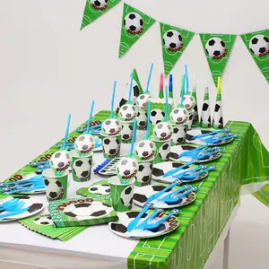 Fußball Geburtstags feier Dekorationen Party & Urlaub liefert Messer Gabel Löffel Tischdecke Party Dekoration Sets
