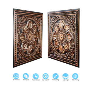 Paneles de Techo Cuadrados Impermeables con Diseño de Pintura Falsa, PVC, Estilo Artístico 3D, Cobre Tradicional, PAINTSDECOR <span class=keywords><strong>PL17</strong></span> para Cafetería o Club - Product Image 6